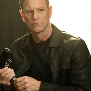 Alternative view of Aaron Eckhart Classified 2024 Black Leather Jacket