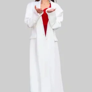 Bella Hadid Off White Long Wool Coat