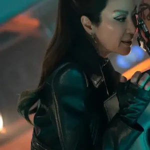 Alternative view of Michelle Yeoh Star Trek Section 31 Black Leather Coat