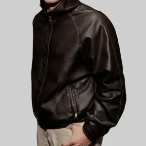 Nicholas Alexander Chavez Brown Leather Bomber Jacket Sale