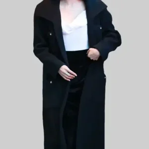 Selena Gomez Black Wool Blend Long Coat