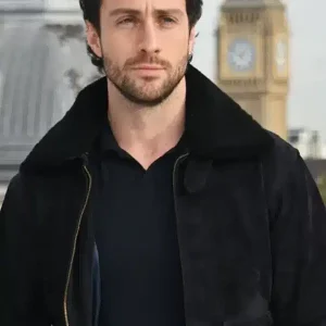 Aaron Taylor-Johnson Kraven The Hunter Black Suede Leather Jacket