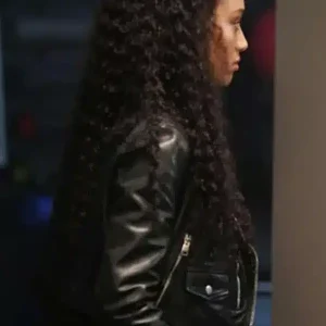 All American Olivia Baker Black Leather Cropped Jacket Sale