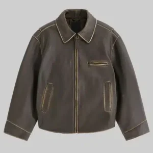 Gigi Hadid Brown Leather Jacket
