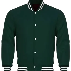 Men Casual Green Varsity Jacket