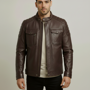 Men’s Biker Harrison Adventure Leather Brown Jacket