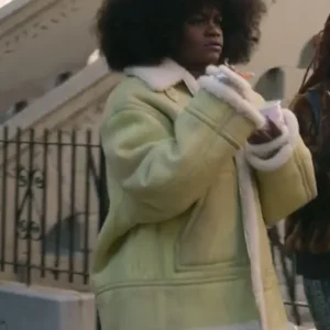 Angie Wilson Harlem S01 Yellow Shearling Leather Jacket Sale