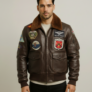 G-1 Aviator Leather Flight Jacket Brown Mens