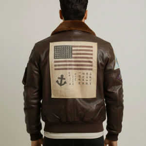 Alternative view of G-1 Aviator Leather Flight Jacket Brown Mens