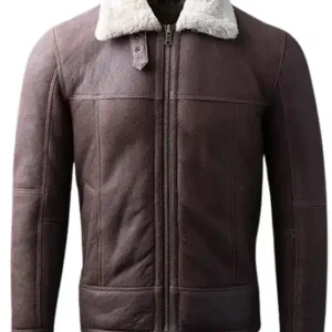 Men Classic B 3 Sheepskin Leather Bomber Jacket