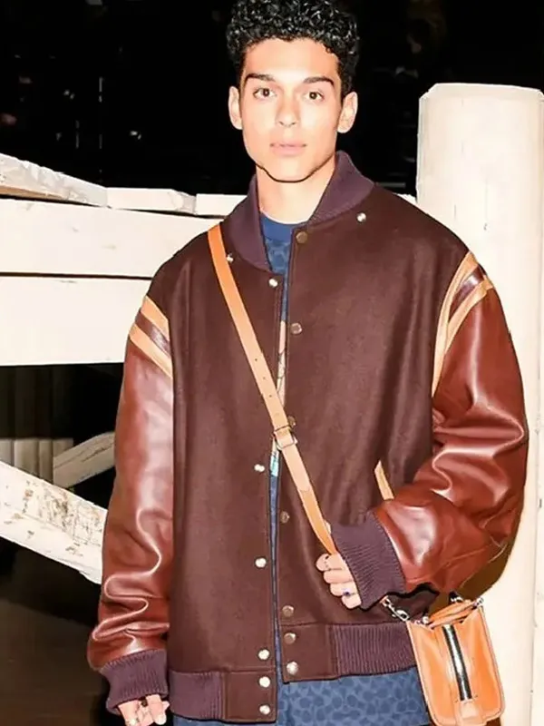 Q XO Kitty Tv Series Brown Varsity Jacket Sale