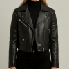 Women Motorcycle Cropped Leather Jacket