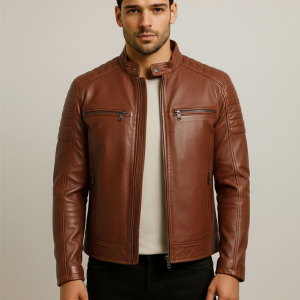 Austin Chocolate Brown Waxed Leather Jacket
