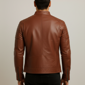 Austin Chocolate Brown Waxed Mens Leather Jacket