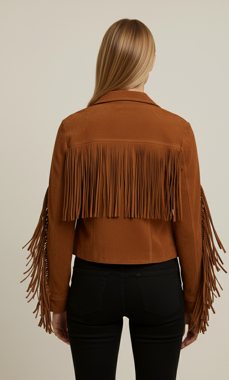 Boho Vibe: Authentic Brown Suede Fringe Jacket