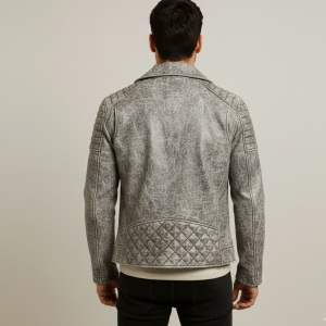 Alternative view of Men Storm Grey Biker Leather Motorcycle Jacket