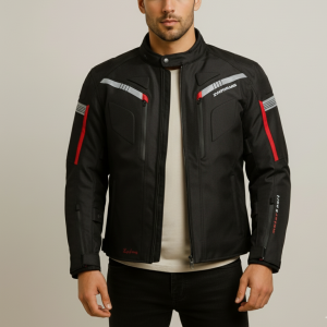 Men's Black Classic Motorcycle Riding Jacket | 40% off Sale