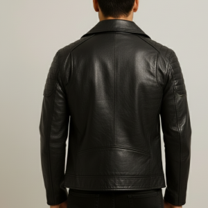 Alternative view of Mens Hudson Black Biker Leather Jacket