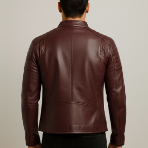 Alternative view of Mens Real Leather Quilted Shoulder Burgundy Jacket
