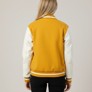 Shop Bright Yellow Letterman Bomber Jacket for Her