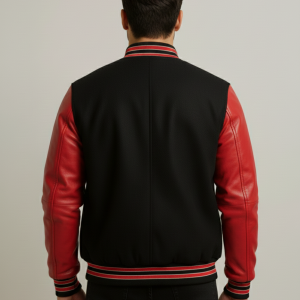 Shop Men's Wool Blended Black and Red Varsity Jacket