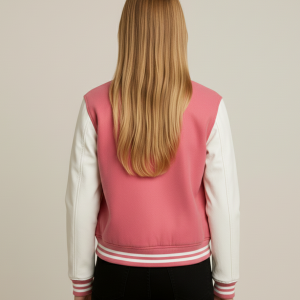 Alternative view of Women's Classic White & Pink Varsity Jacket