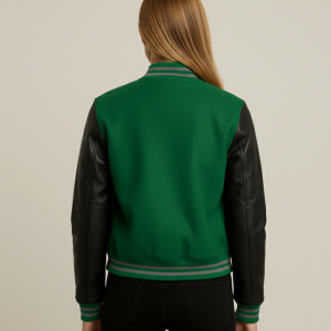 Alternative view of Women’s Black and Green Varsity Jacket