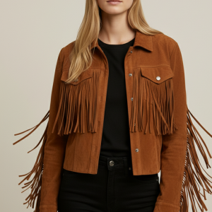 Women's Brown Suede Fringe Jacket | Western Boho Style Coat