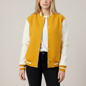 Women's Yellow & White Varsity Jacket | 40% At NAj