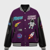 Purple Astronaut Graphic Letterman Jacket At NAj