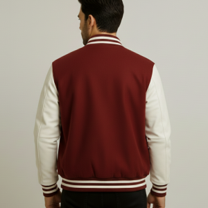 Shop Premium New Letterman Maroon And White Varsity Jacket